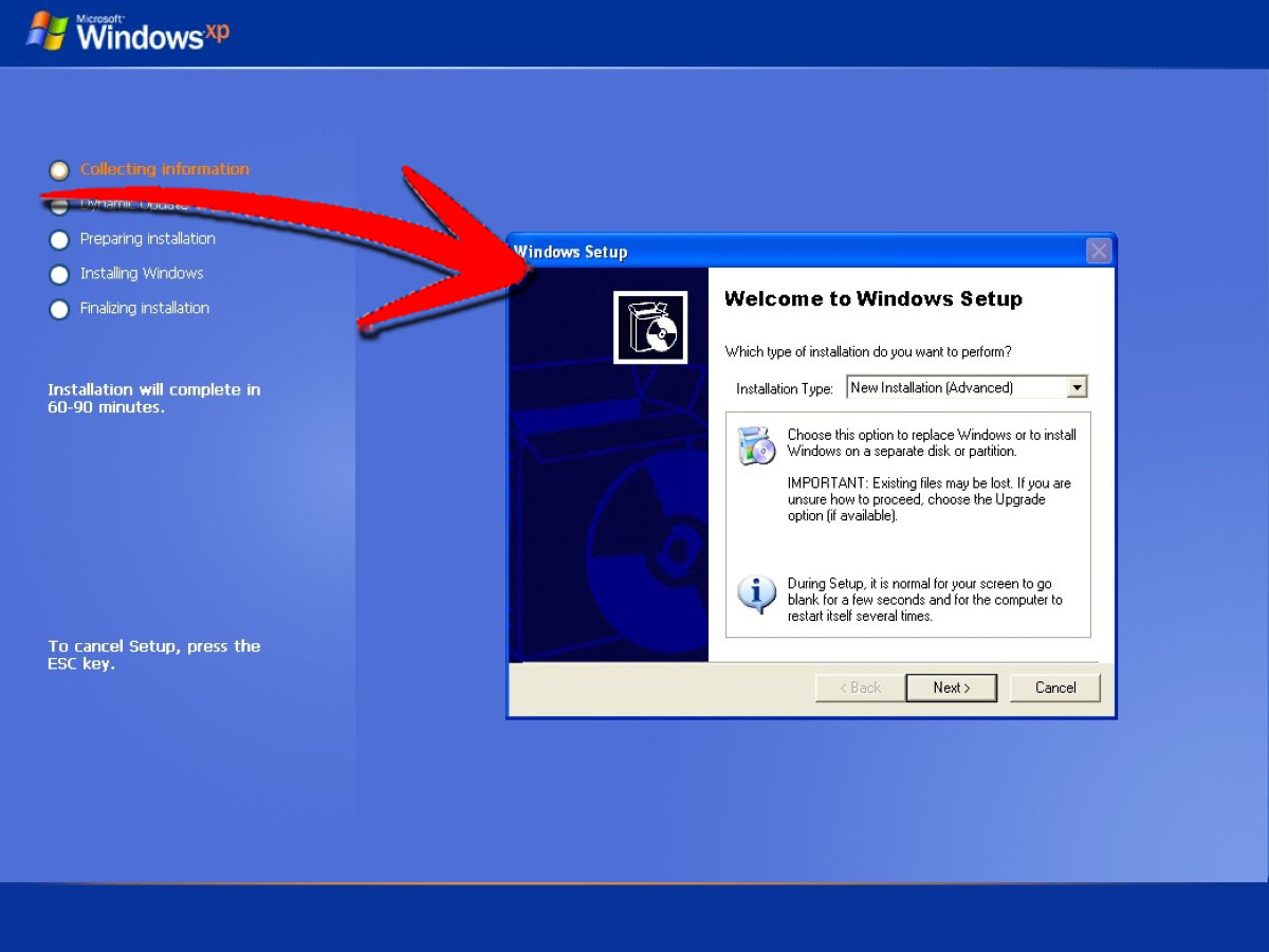reinstalar Windows XP ayuda a guardar archivos
