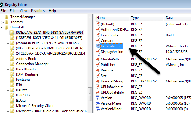 remove program from take care of panel uninstall list