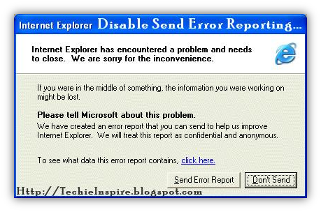 remove send error report