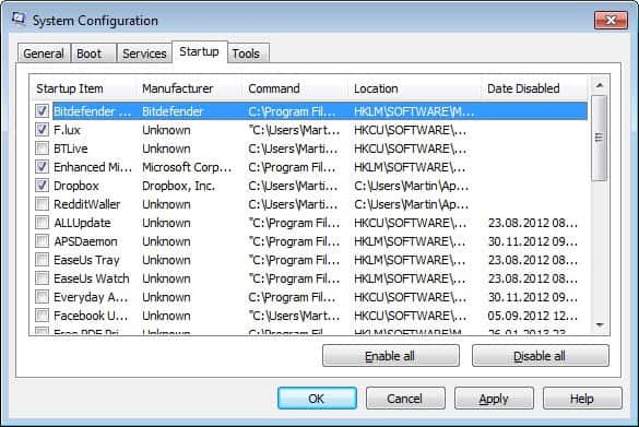 remove startup item in msconfig