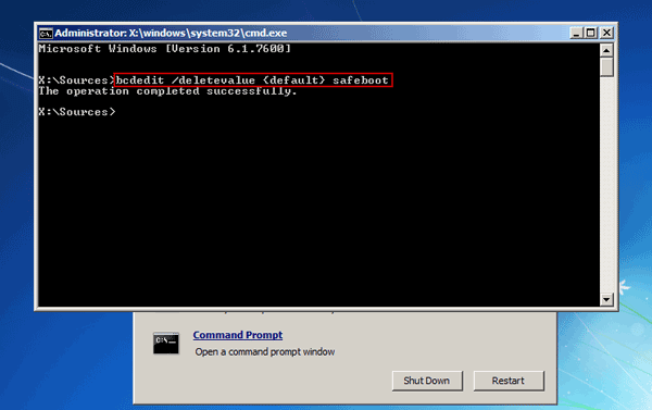 reiniciar modelos de comando do modo de segurança windows 7