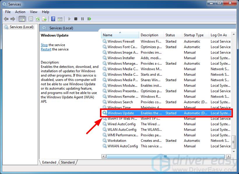 reiniciar los servicios de actualización de Windows Windows 7