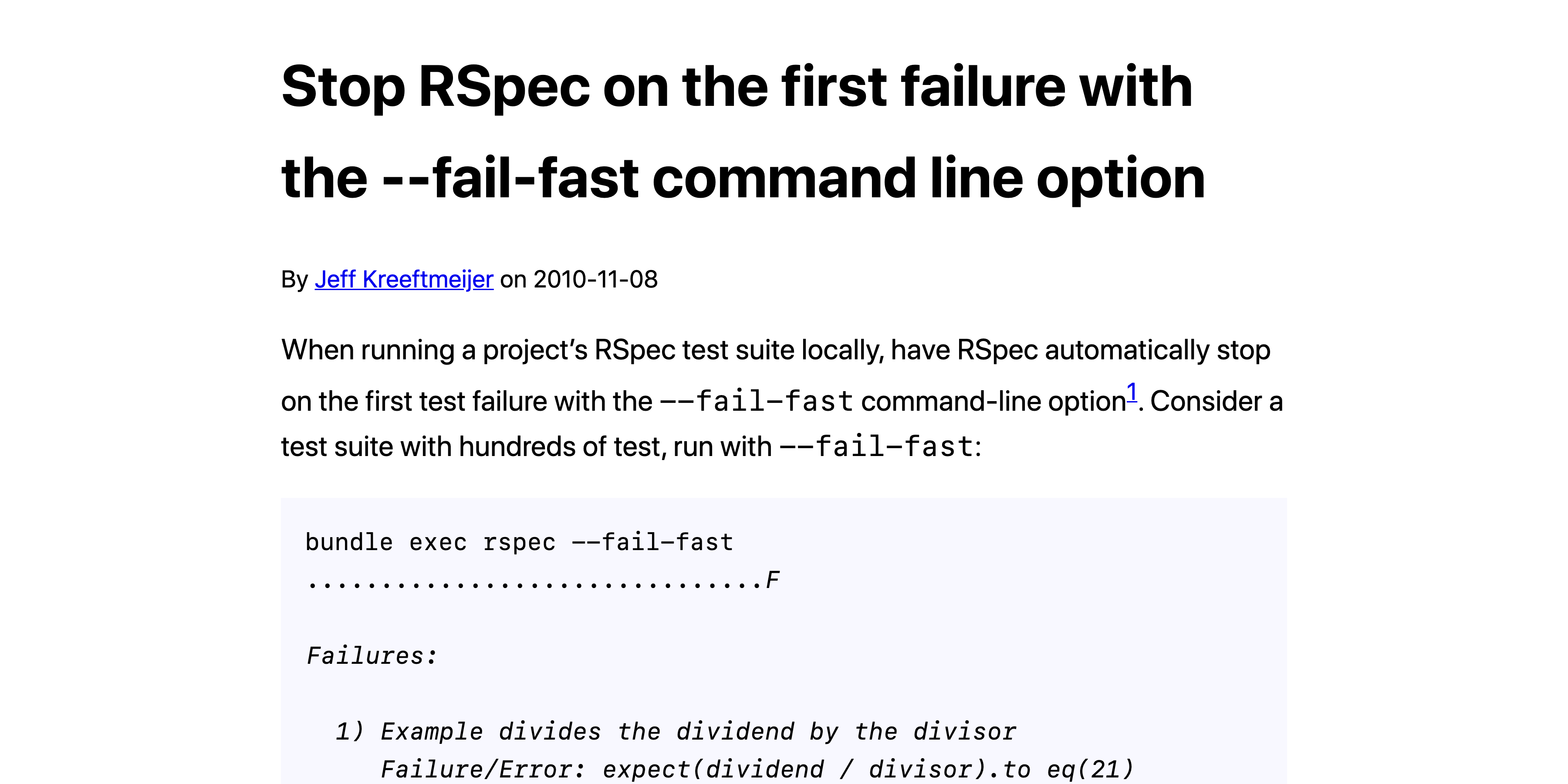 rspec stop on the subject of first error