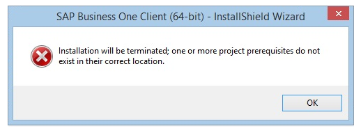 sap business one client installation error