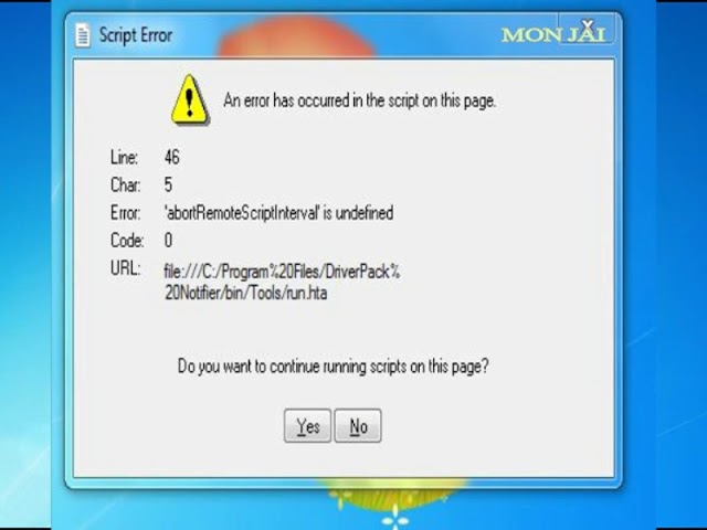 erreur de script lors de la création de Windows 7