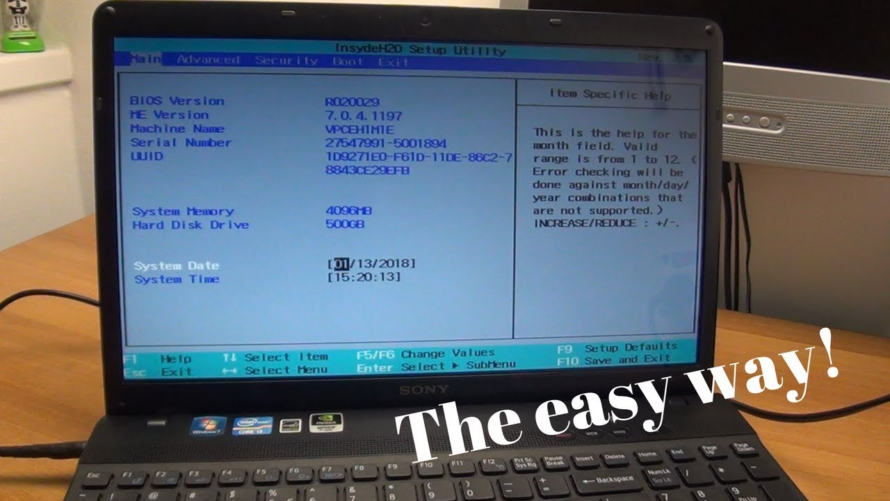sony vaio which key for bios