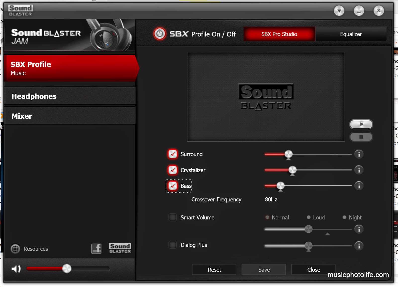 sound blaster-onderdrukkingspaneel mac