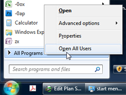 menu startowe Windows 7 lokalizacja wszystkich użytkowników