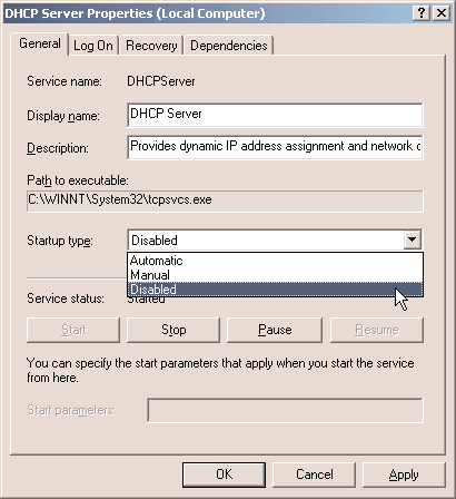 tcpsvcs.exe error server 2003