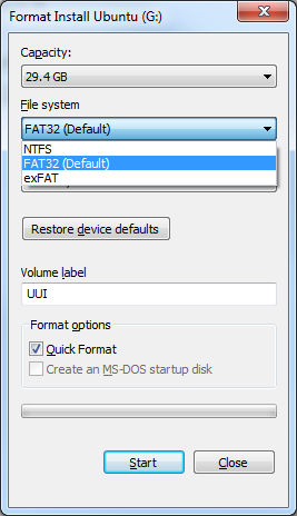 формат udf через windows 7