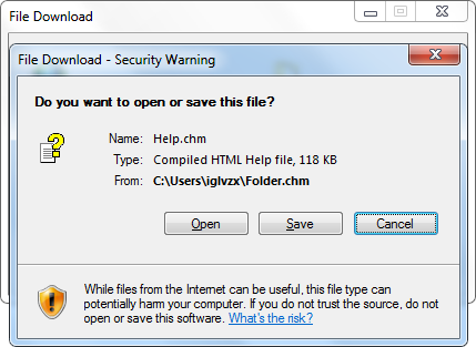 kan inte öppna .chm-filer som fungerar i Windows XP