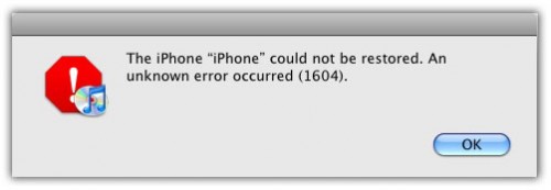 erreur inconnue 1600 iphone 3g