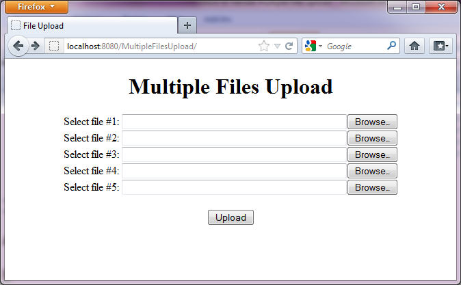 uploading multiple files using servlet