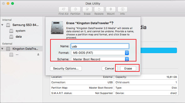 chiavetta USB fat32 mac