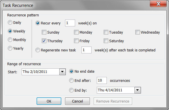 korzystanie z miesięcznych zadań w programie Outlook