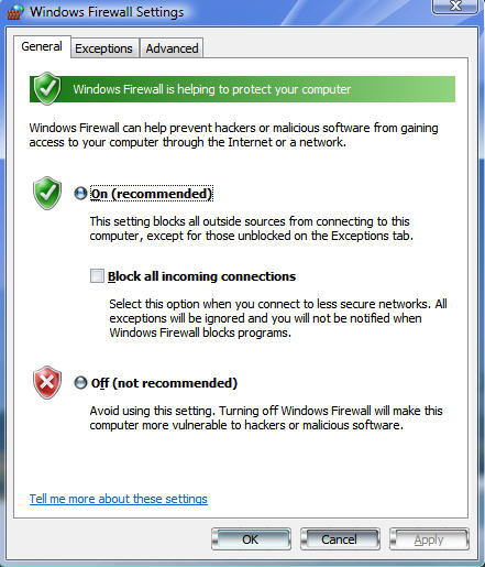 rejestr zapory systemu Windows Vista