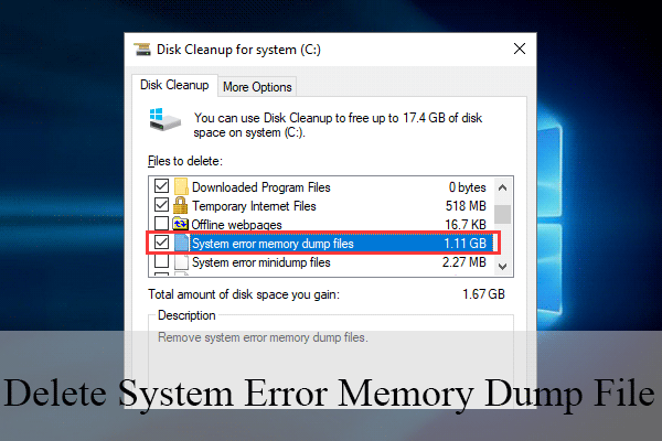 posizione del file di dump della memoria dell'errore di sistema di Windows 7