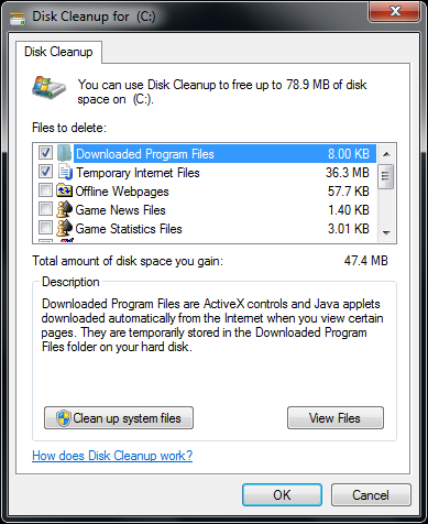comando di pulizia del disco di Windows Windows 7