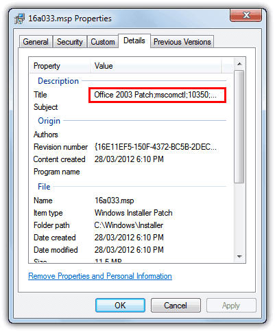 Windows Installer-Patch-Dateiformat