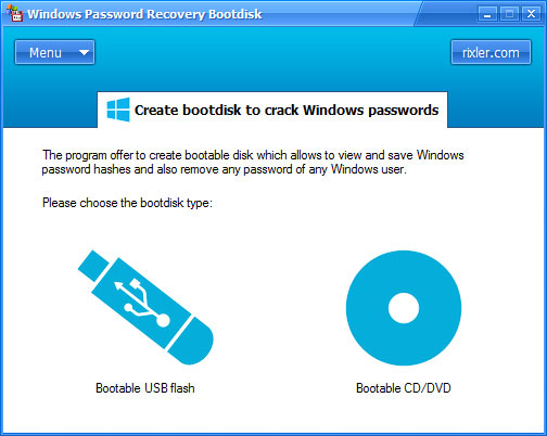disco di avvio per hackerare la password di Windows