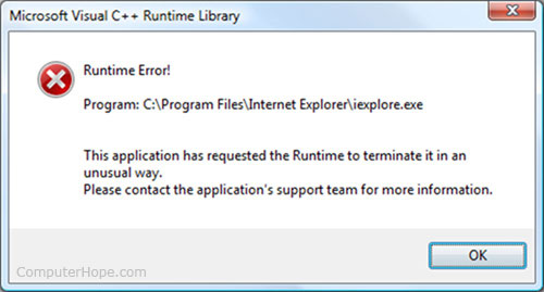 windows search runtime error
