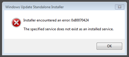 обновление Windows не существует в качестве установленной службы