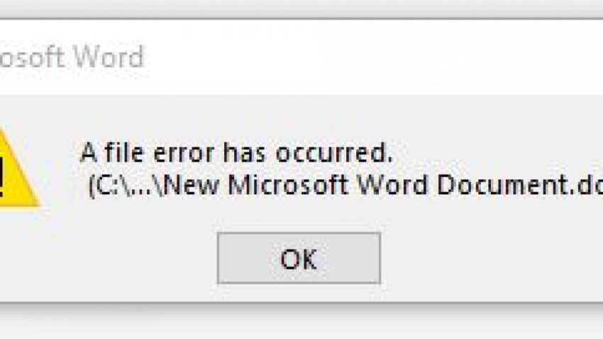 word 2009 file error