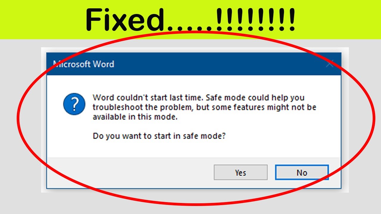 word safe application error
