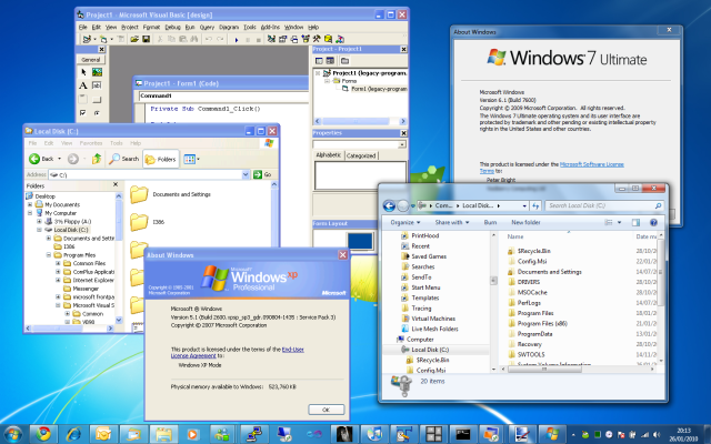 aplicaciones en modo xp de Windows 7