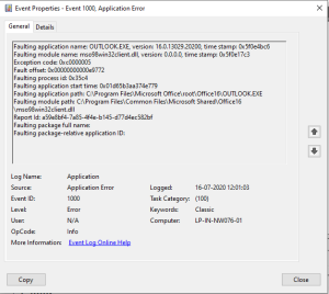 Read more about the article Different Ways To Resolve Event ID 1000 Ntdll.dll Outlook.exe