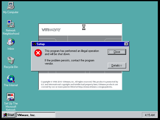 You are currently viewing So Beheben Sie Den Fehler 1723 In VMware Tools Windows 98