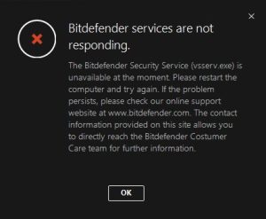 Read more about the article Bitdefender Vsserv 오류를 수정해야 하는 경우