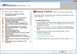 Read more about the article Как реализовать работу с Visual Studio 2010 из-за ошибок Setup Msi?