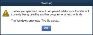Read more about the article Fix Quickbooks “File Exists” Error.