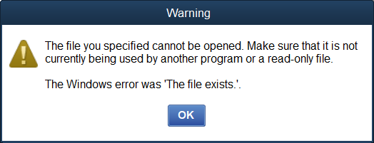 You are currently viewing Исправить ошибку Quickbooks «Файл существует».